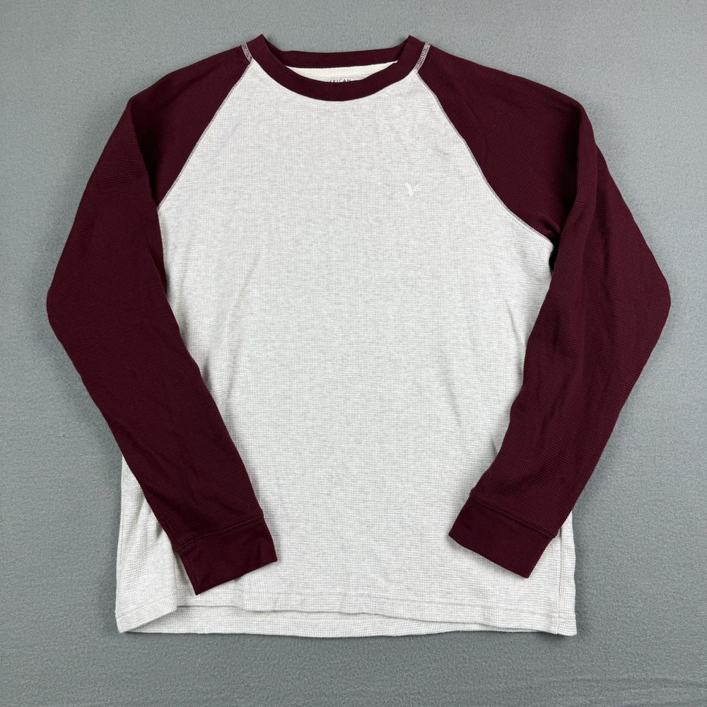 American Eagle Men's Adult Sz Large Tee Shirt T Burgundy‎ Super Soft Thermal